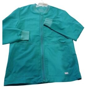 FIGS Technical Collection Teal Zip Up Jacket Scrub Top Size S